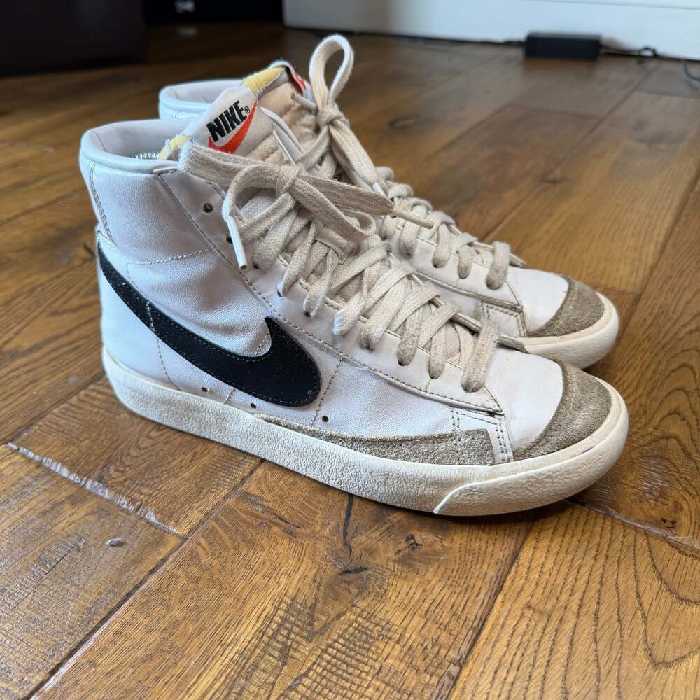 Nike Blazer Mid 77 Shoes Women Sz 7.5 White Black High Top Sneakers CZ1055-100